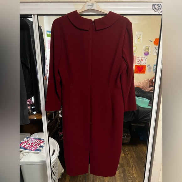 LK Bennett Deep Red Long Sleeve Dress - Picture 2 of 3